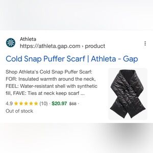 2 (Two) Athleta Brand hi- shine puffer Infinity wraps/ scarves